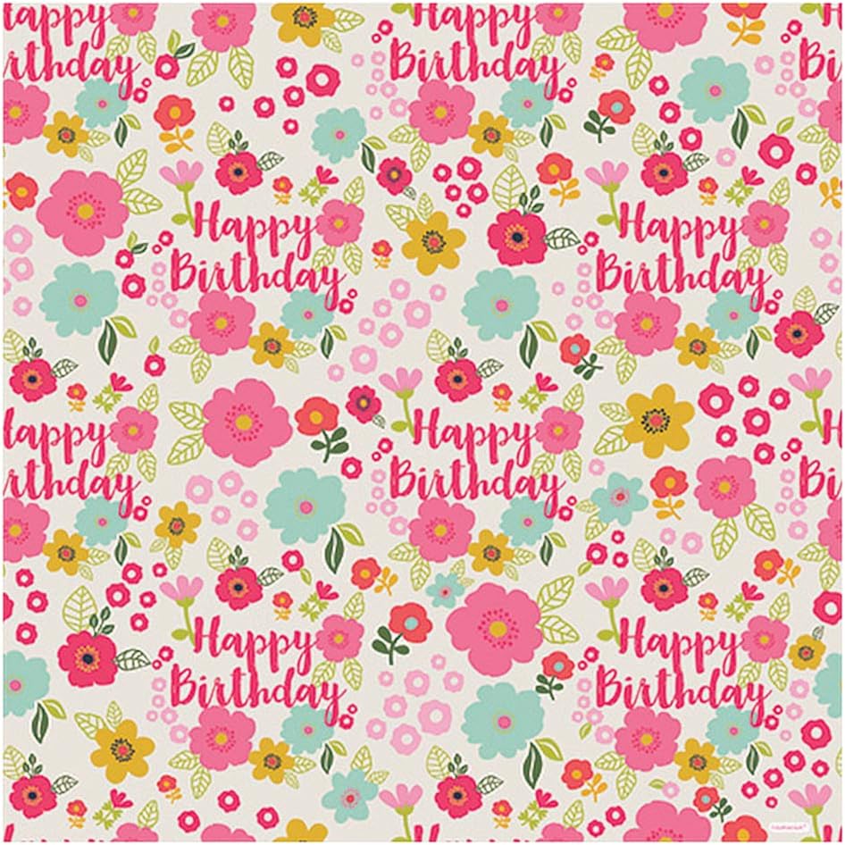 Amazon Com Floral Birthday Gift Wrap With Hang Tab Value Pack 18 Ct Health Household