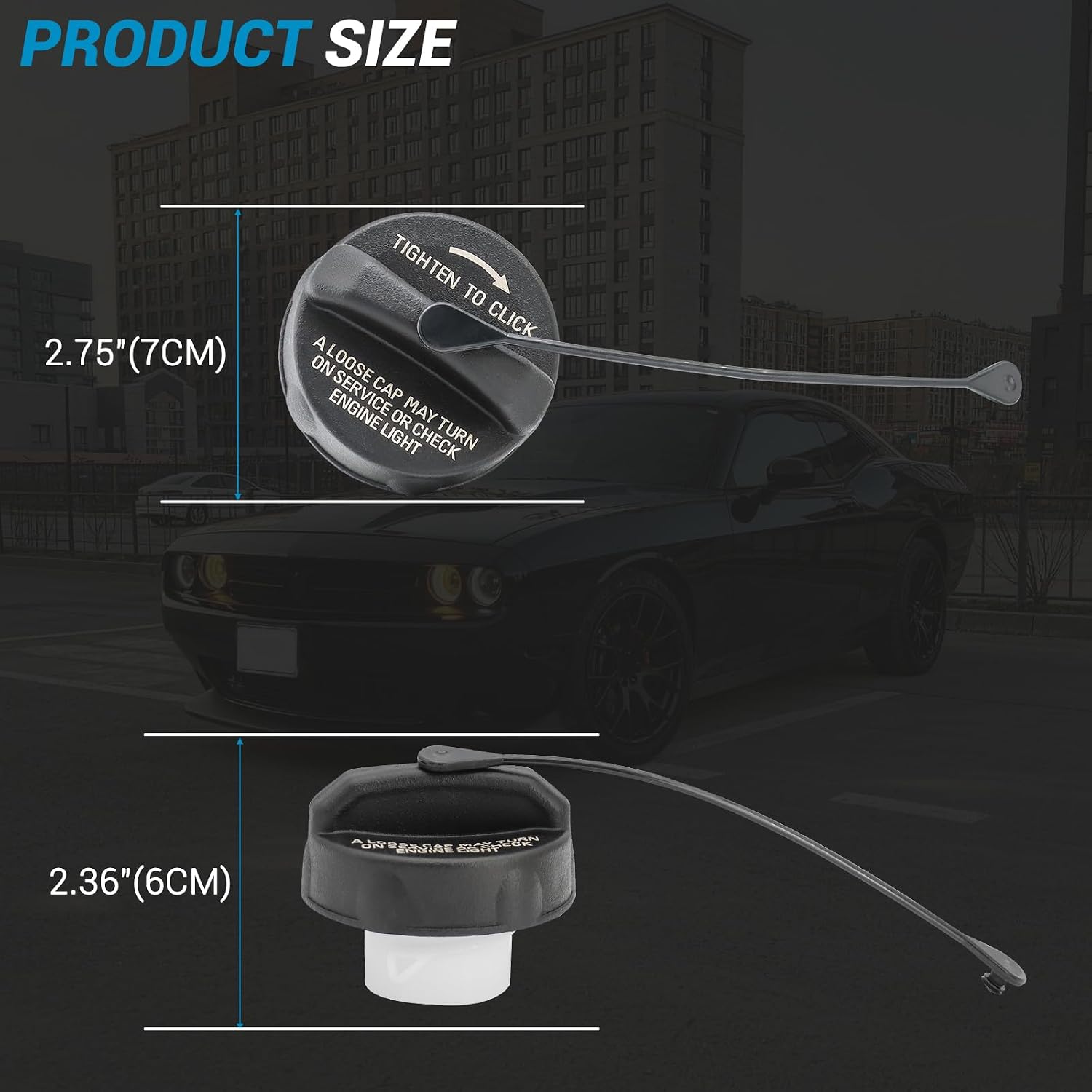 Gas Cap Replacement Compatible with 2011-2019 Dodge Challenger Fuel Tank Gas Caps for 2012 2013 2014 2015 2016 2017 2018 Dodge Challenger Replace 52030389AA, 52030389AB, 68139752AA