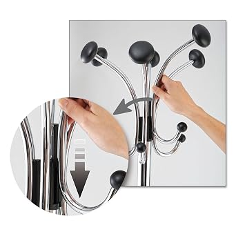 ALBA PMCLAS Chromy Coat Stand, 12 Knobs, 16w x 16d x 70-1/2h, Chrome/Black