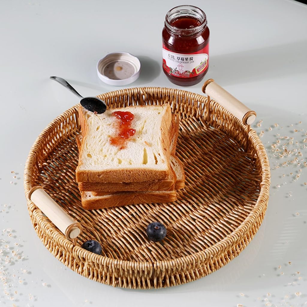 Cesto Portaoggetti In Rattan Intrecciato A Mano - Per Pane, Frutta, Decorazione Casa E Ufficio