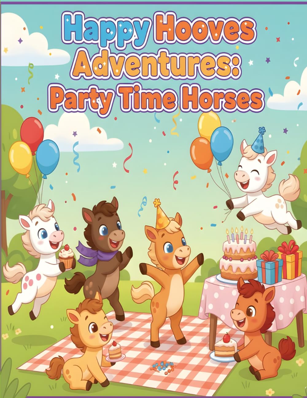 Happy Hooves Adventures: Party Time Horses: A Fun and Joyful Coloring Book of Dancing, Celebrating, and Silly Party Horses for Kids Ages 3–6