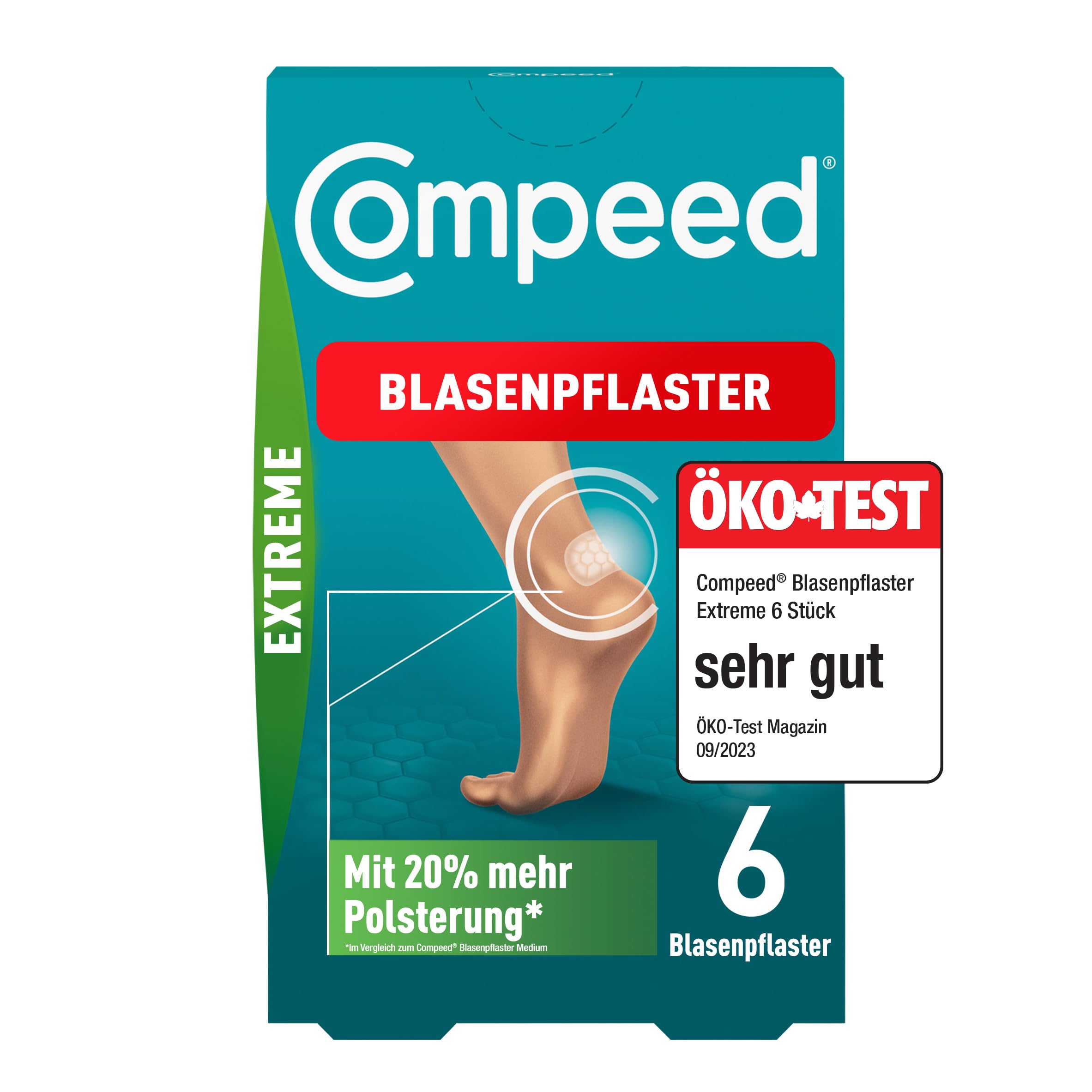 Compeed Blasenpflaster Extreme – Hydrokolloid-Pflaster für extra starken Schutz bei Blasen an den Fersen, 6 Pflaster