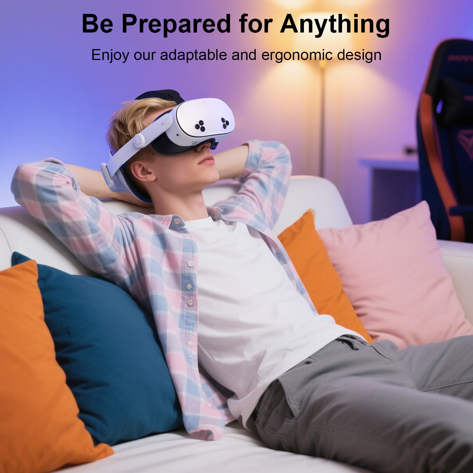 Sangle de tête pour casque de réalité virtuelle Meta Quest 3/3s, avec Oculus Quest /3/3s, sans batterie, soutien amélioré, sangle réglable et confortable
