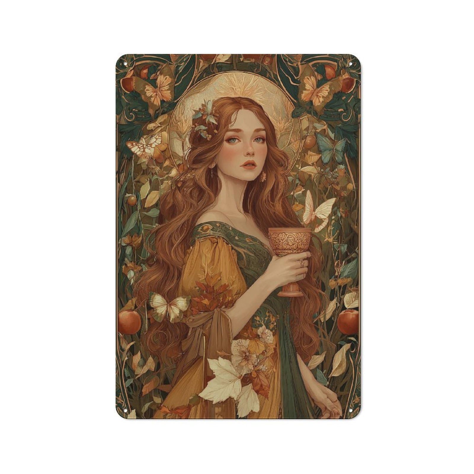 Junmoney Autumnal Grace -3 Industrial-Style Metal Plaque 30X20cm For Hallway Wall, A Winter Wall Decor Update For Hallway Decor Lovers