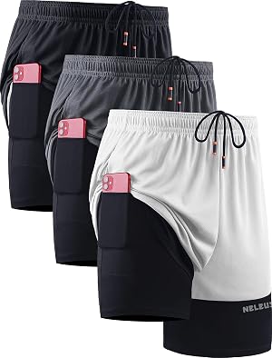 NELEUS Mens 2 in 1 Running Shorts with Liner Dry Fit Workout Shorts with Pockets