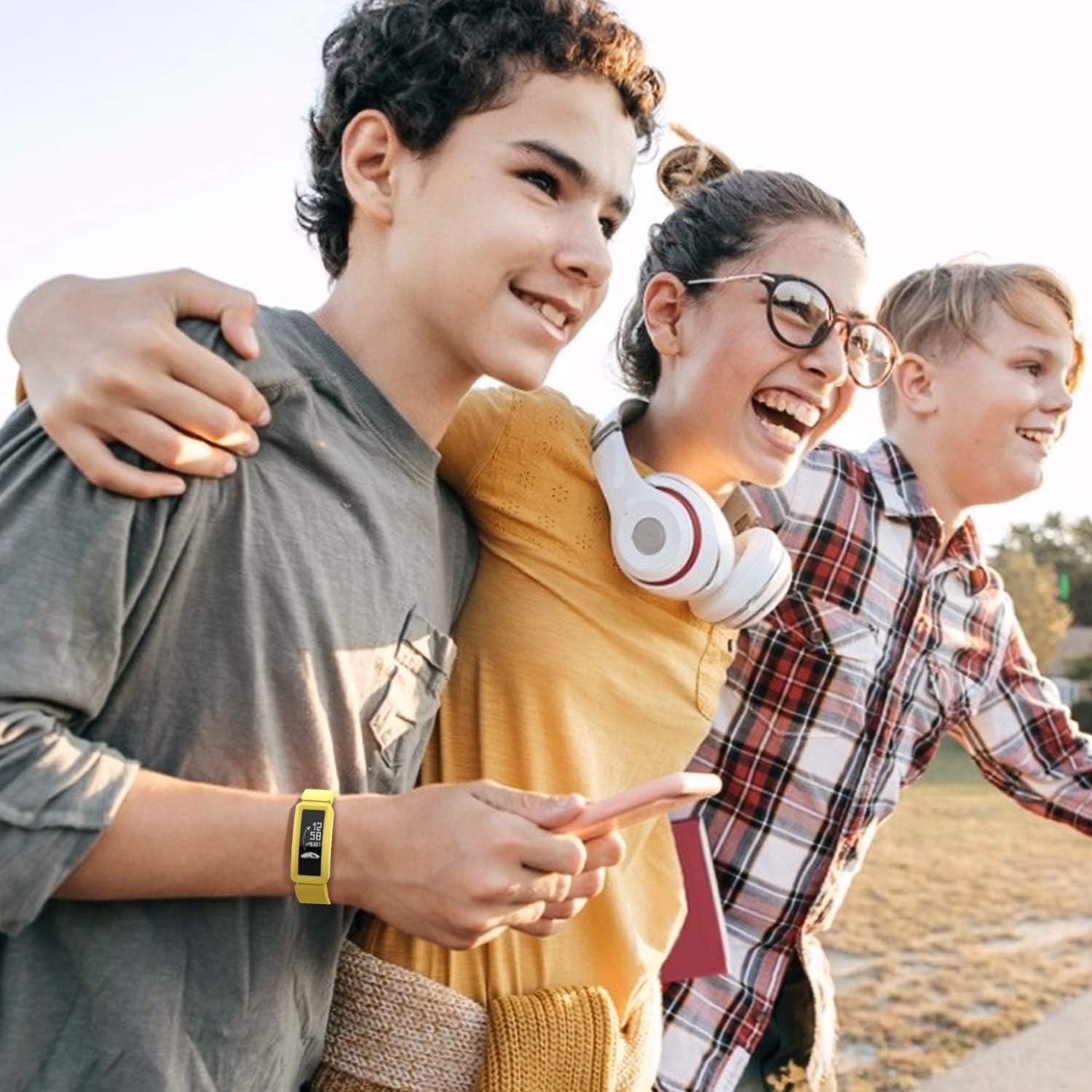 EEweca 3-Pack Bands Compatible with Fitbit Ace 2 Replacement Strap for Kids (Black, Night Sky, Neon Yellow)