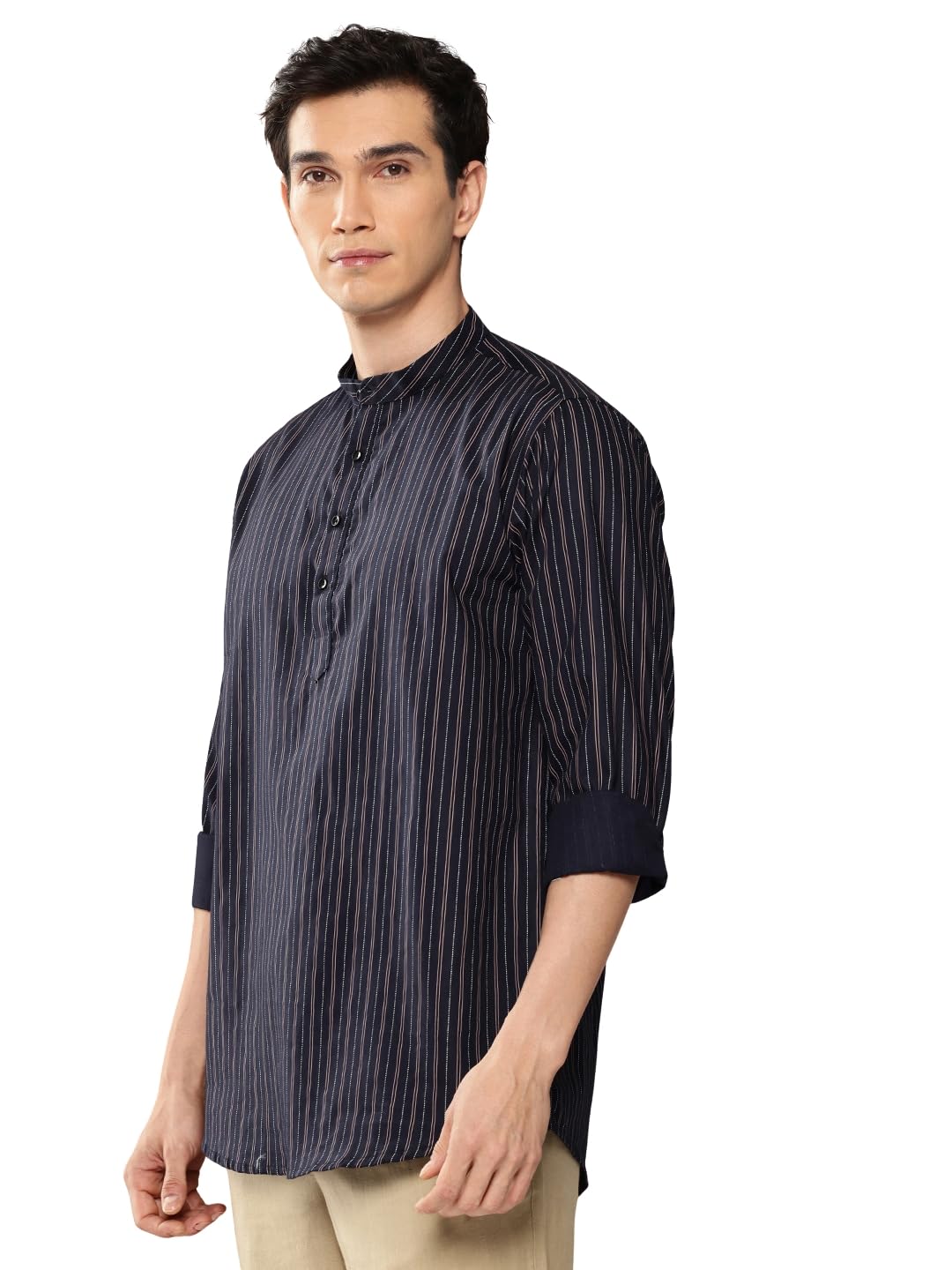 divisive Men's Slim Fit Full Sleeves Cotton Printed Short Kurta-picture-36