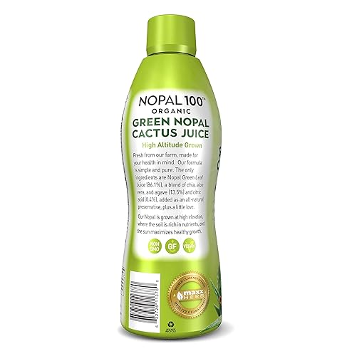 Vista 5 de Maxx Herb Jugo de hoja de cactus nopal verde orgánico con semillas de chía, aloe vera y agave para una digestión saludable, función articular