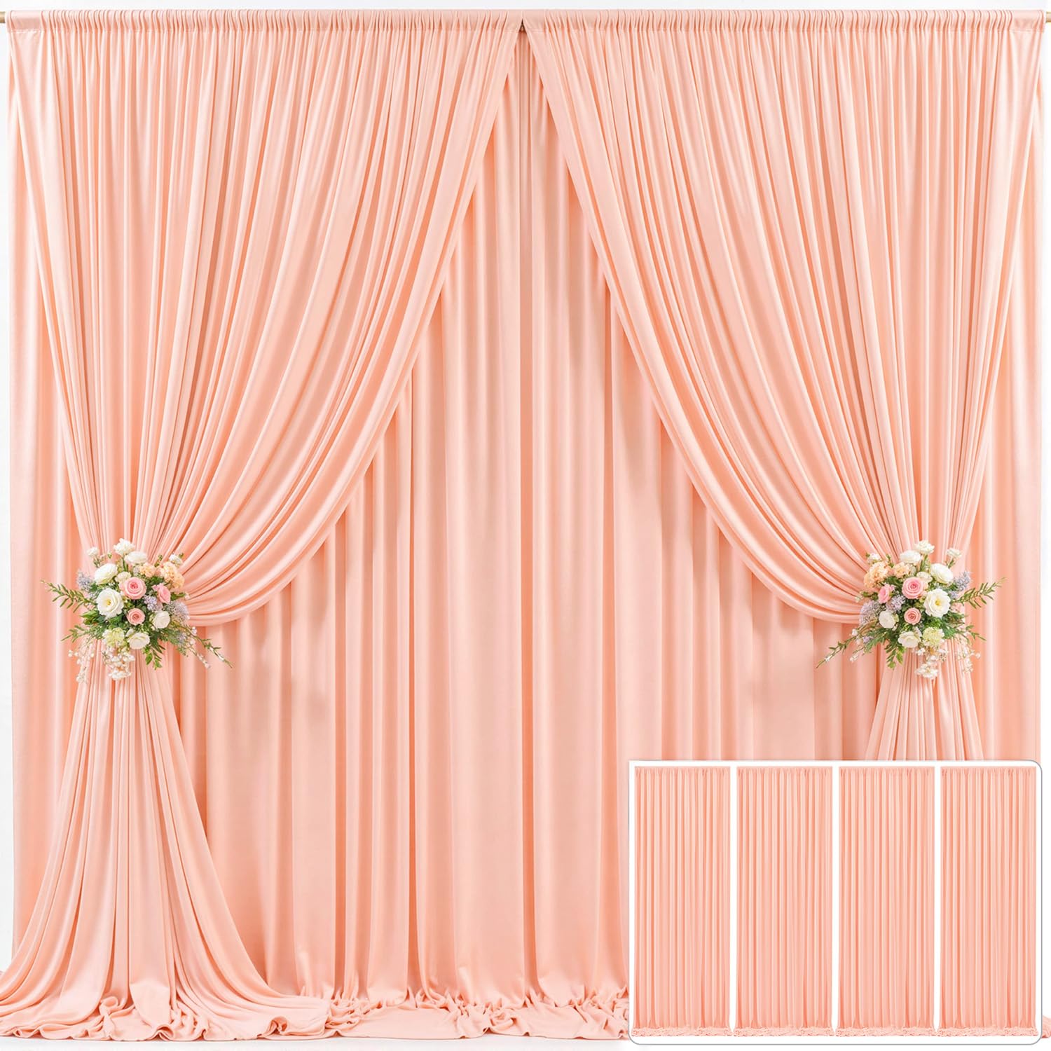 10x10 Champagne Backdrop Curtain for Parties Wedding Baby Shower Wrinkle Free Photo Curtains Backdrop Drapes Fabric Decoration for Bridal Shower 5ft x 10ft,2 Panels — view 43