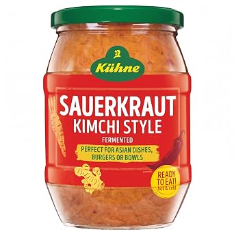Kuhne Kimchi-Style Sauerkraut, Spicy, Tangy and Crunchy, Asian-Fusion Kimchi Perfect for Sandwiches and Side Dishes, 14.1oz Jar