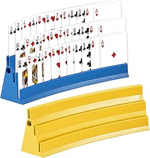 2X Spielkartenhalter Plastik zum Hinstellen - Kartenhalter mit Filzunterseite für Spielkarten - Spielkartenständer für Senioren und Kinder - Card Holder Erwachsene - Freisprech Kartenständer - 2er Set