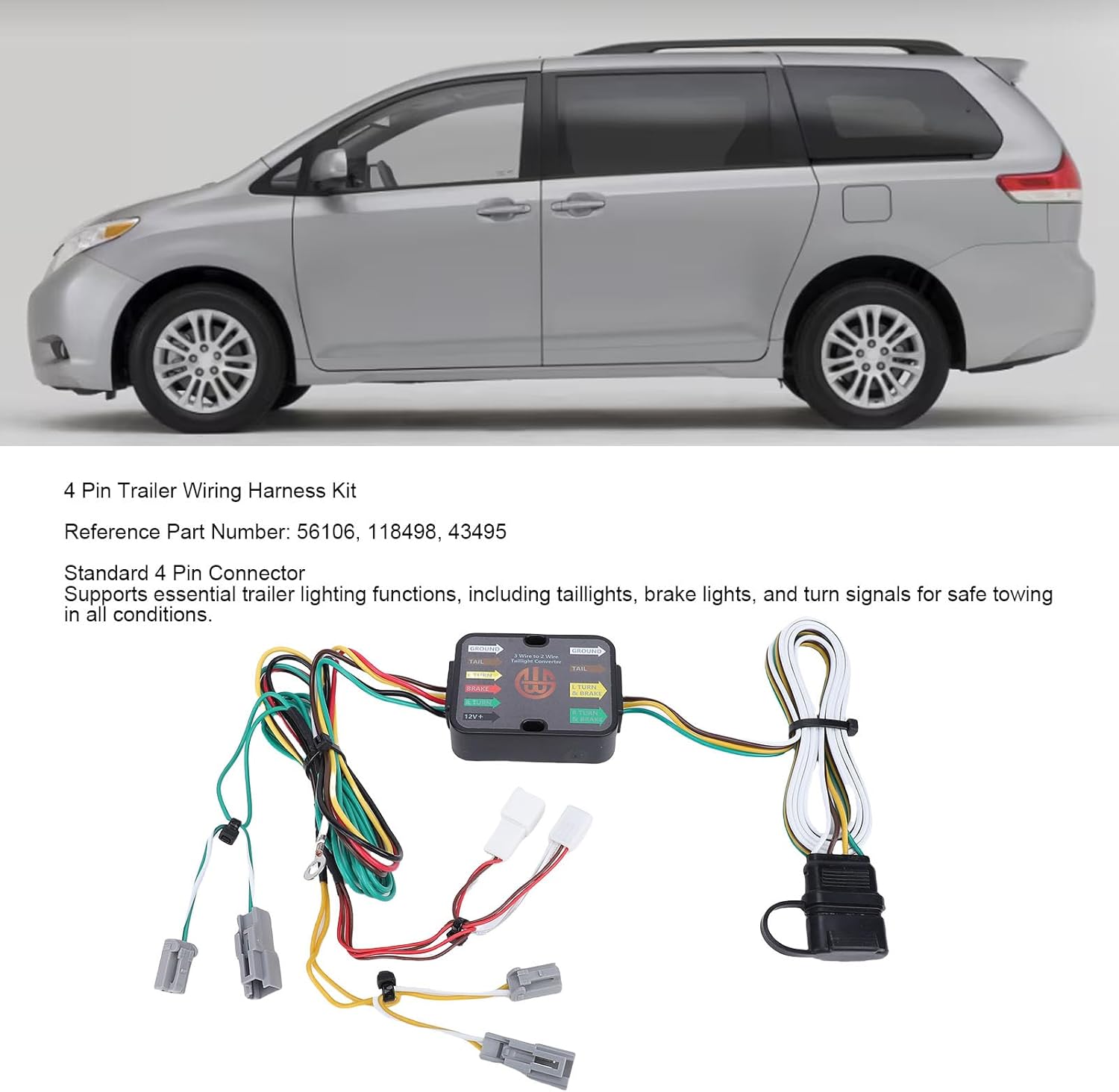 Eujgoov 4 Pin Trailer Wiring Harness Kit Replacement Plug and Play Boat Trailer Light Wiring with 4 Way Flat Connector 56106 118498 43495