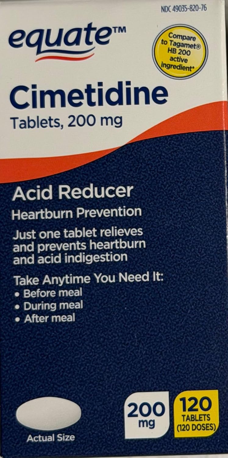 Cimetidine Tablets 200 mg – Acid Reducer & Heartburn Medicine – 120 Count H2 Blocker for Acid Control, Indigestion Relief & Prevention of Heartburn and Sour Stomach