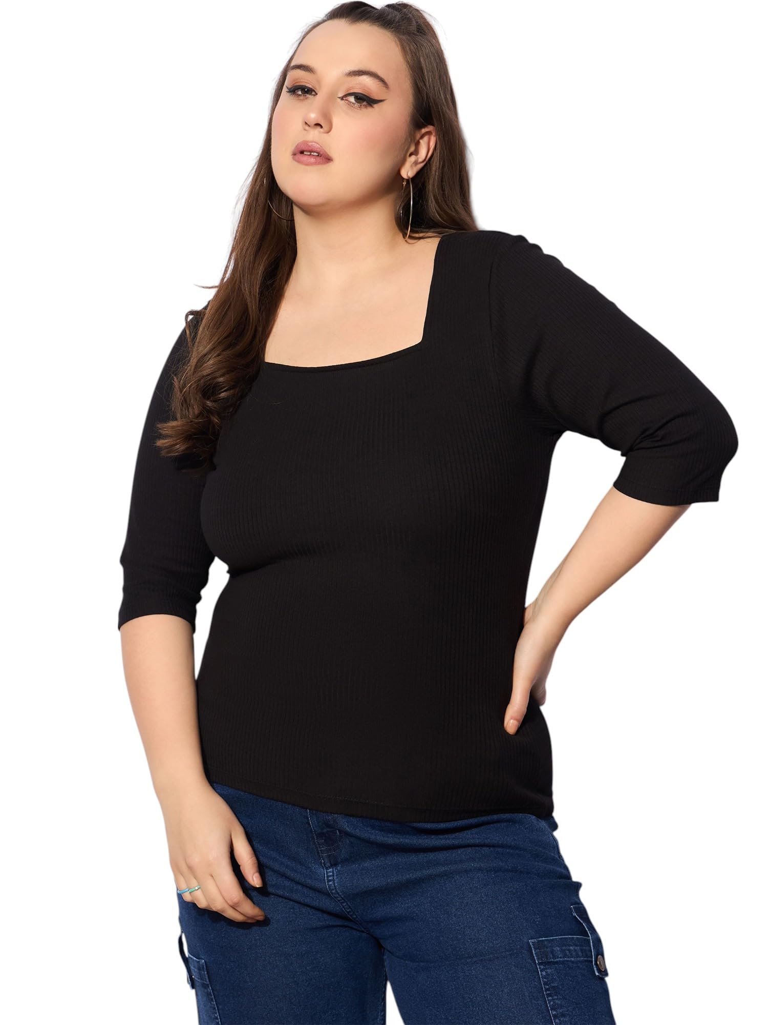 sassafras curve Women Square Neck Top-picture-38