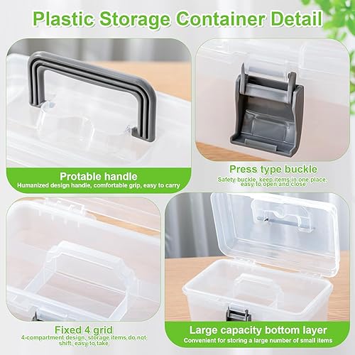 Miniatura 3 de Leinuosen 2 contenedores de almacenamiento pequeños de 10.2 x 6.5 x 5.5 pulgadas, organizador multiusos, caja de almacenamiento de plástico, caja de