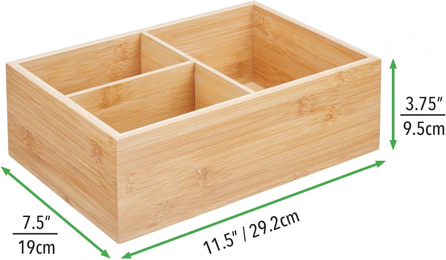 Buy mDesign Bamboo Wood Kitchen Storage Bin Organizer for Food