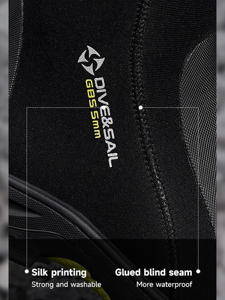 WYYHAA 5Mm Neoprene Dive Boots for Men – High-Top Side Zipper Wetsuit Water Shoes with Anti-Slip Thick Sole – Durable Snorkeling, Surfing, Rafting & Beach Footwear