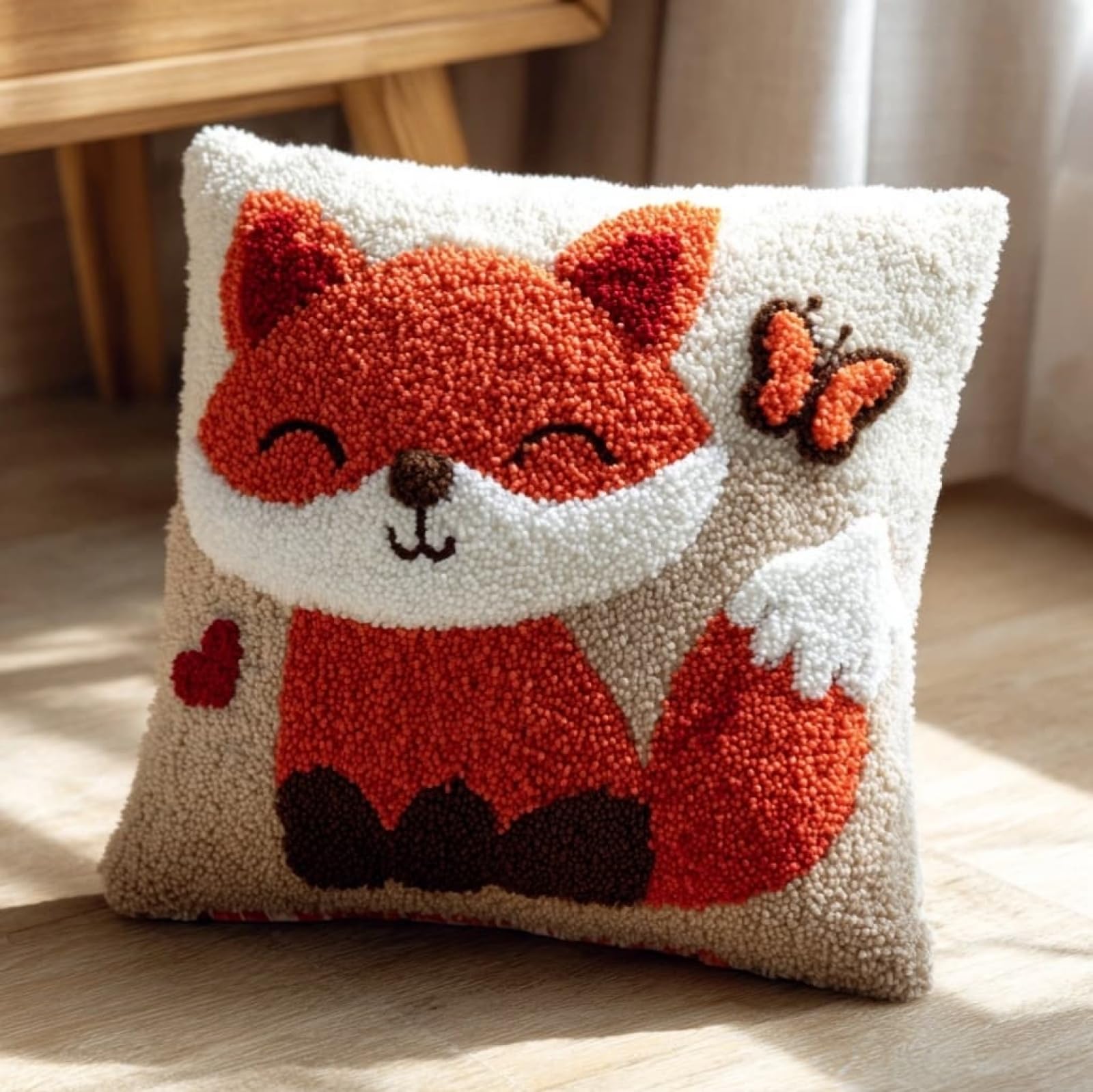 Wallustrioaw Fox And Butterfly Latch Hook Cushion Kits 43X43cm,