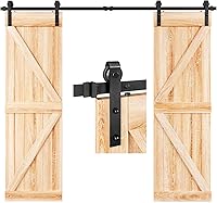 Vista 10 de EaseLife Kit de Rieles de Hardware para Puerta Corredera de Granero de Doble Puerta de 6.6 Pies, Polea J Básica, Resistente, Se Desliza Suave