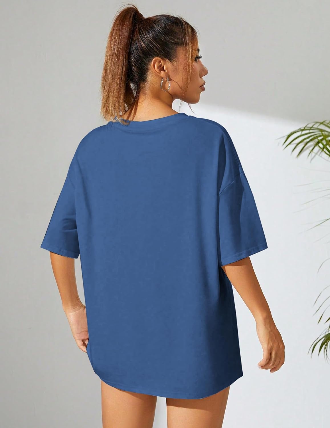 Women's Oversized T-Shirts Short Sleeve Crewneck Summer Tops Casual Loose Fit Workout Basic Tee Shirts - Image 7