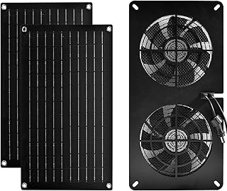 DC HOUSE 20W Solar Powered Exhaust Fan for Chicken Coops Greenhouses Sheds Pet Houses and Windows Waterproof and Easy Plug and Play Installation Max Applicable Space 880ft3 (25 m3)