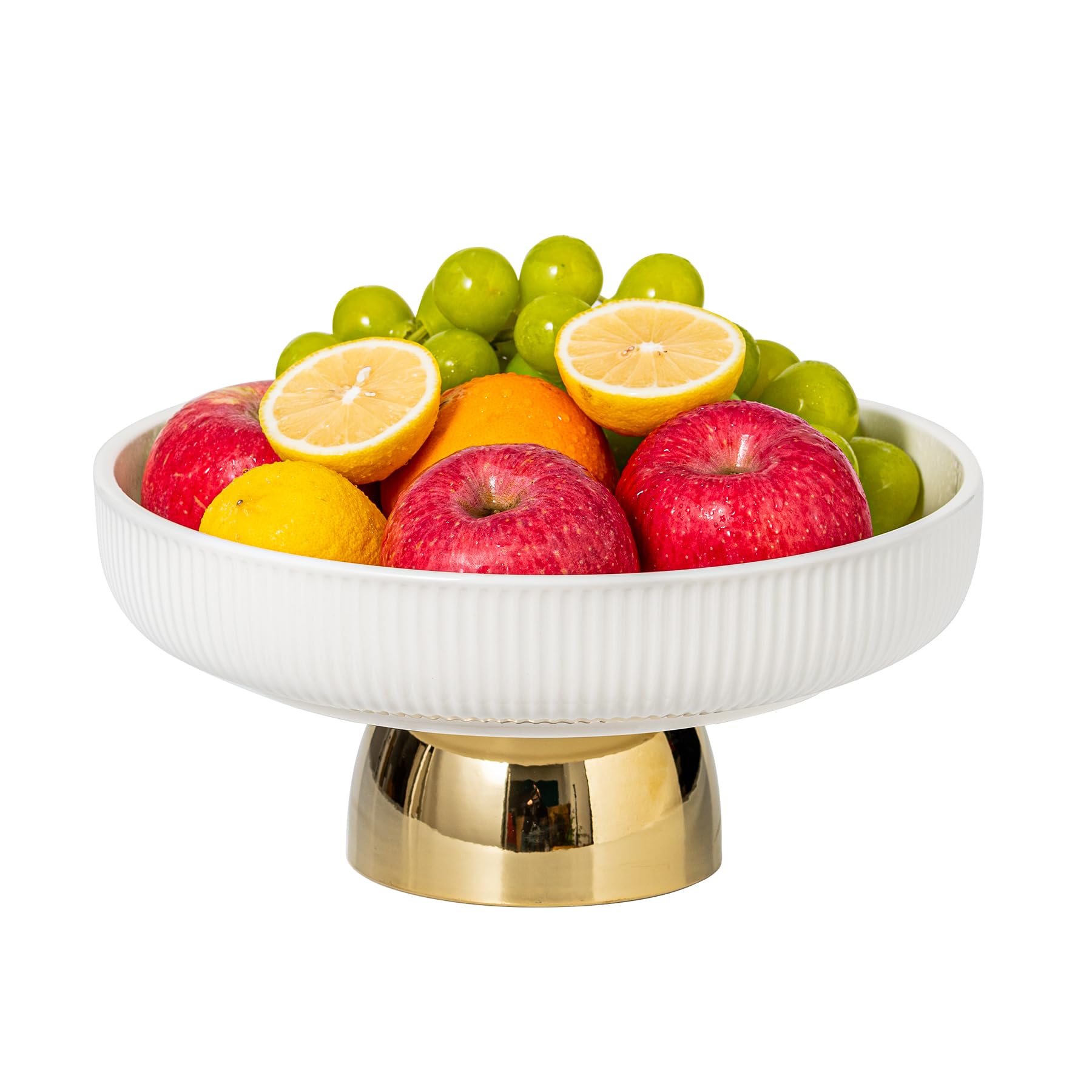 CCATSIX Ceramic Fruit Bowl,11-Inch Large Decorative Bowls,White