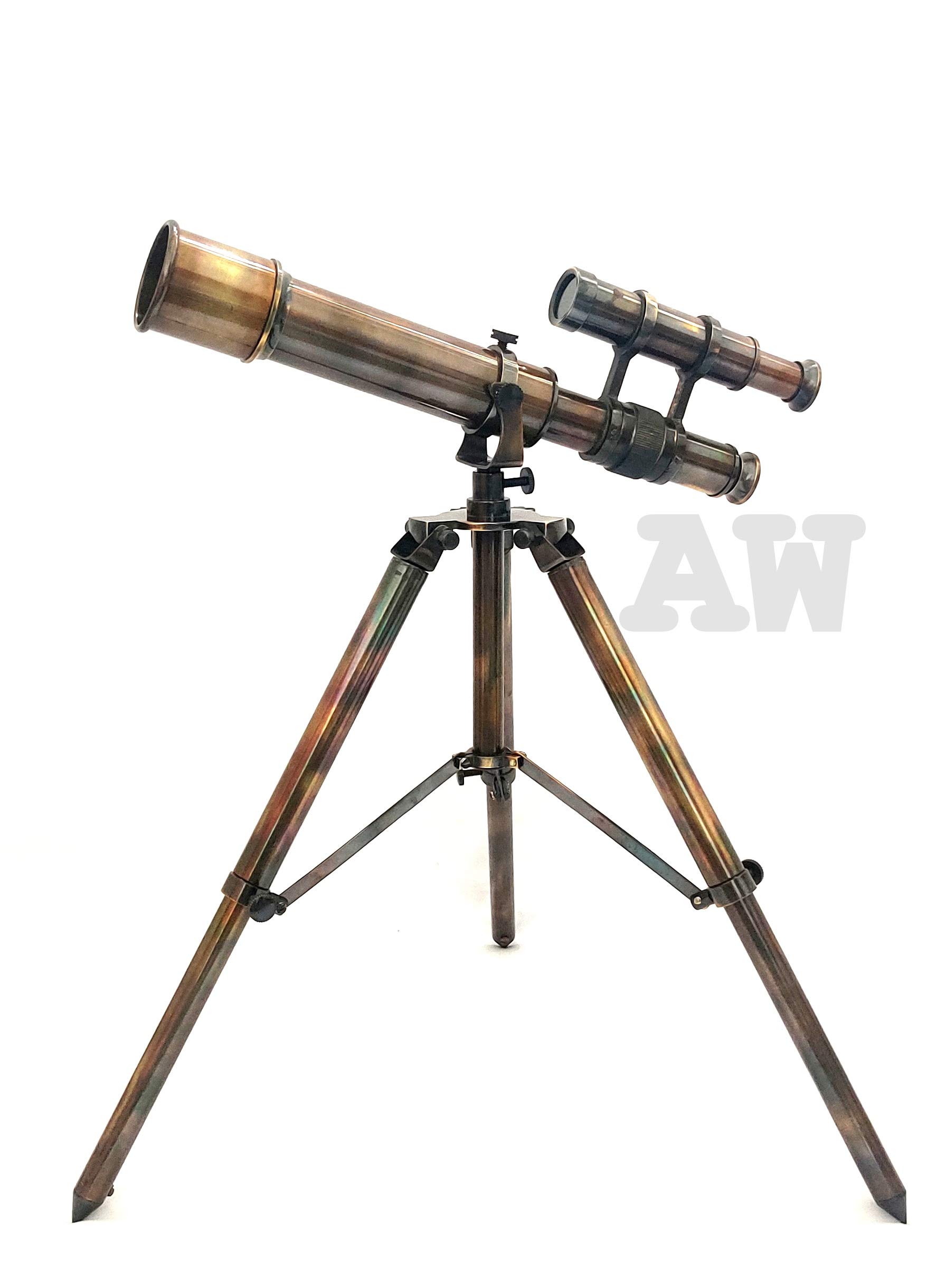 Antique Brass Double Barrel Spyglass Telescope with Adjustable Brass Stand Vintage Marine Scope Gift Decor