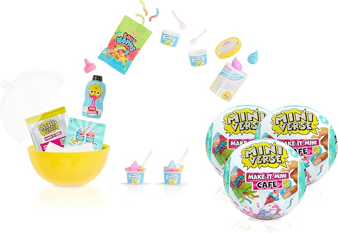 MGA's Miniverse Make It Mini Cafe Series 5 (3 Pack), Mini Collectibles - Mystery Blind Packaging, DIY, Resin Play, Replica Food, NOT Edible, Collectors, 8+