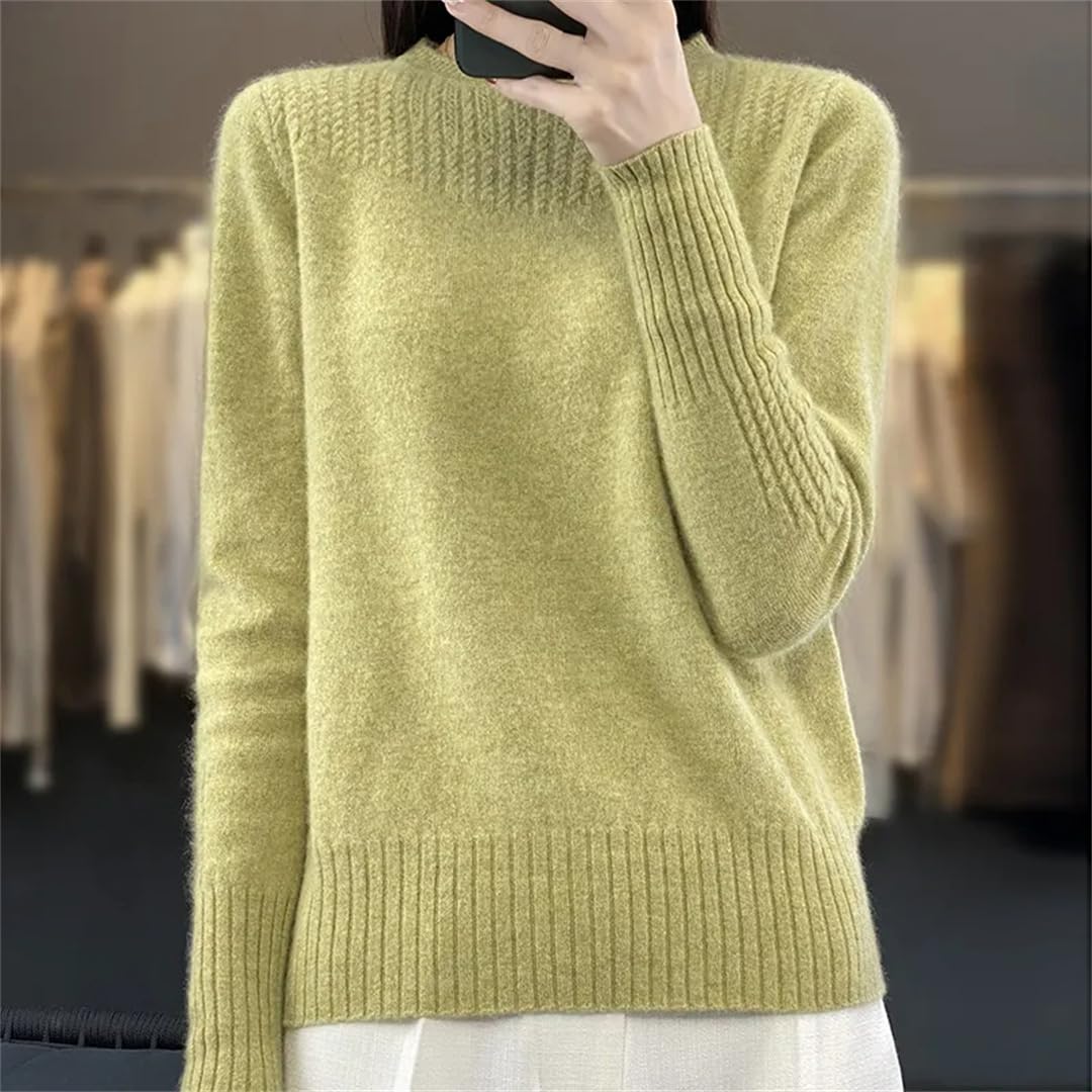 Maglione Autunno E Inverno da Donna in Lana con Collo A O in Tinta Unita Maglione Lavorato A Maglia Caldo Allentato