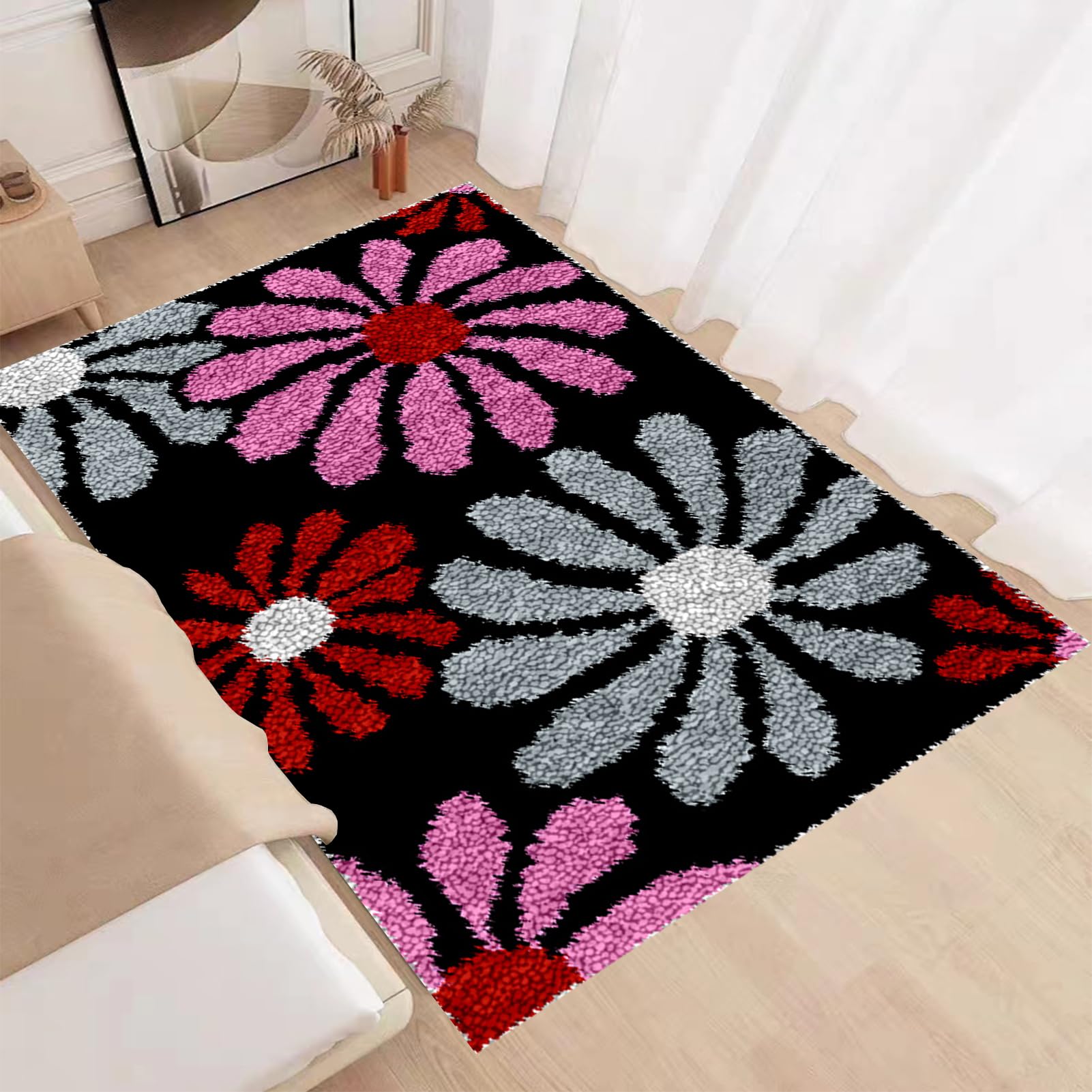 Kit di tappeti con gancio a scatto per adulti in tela stampata arazzo ricamo kit fai da te filato all'uncinetto cuscino da pavimento grande gancio per decorazione domestica