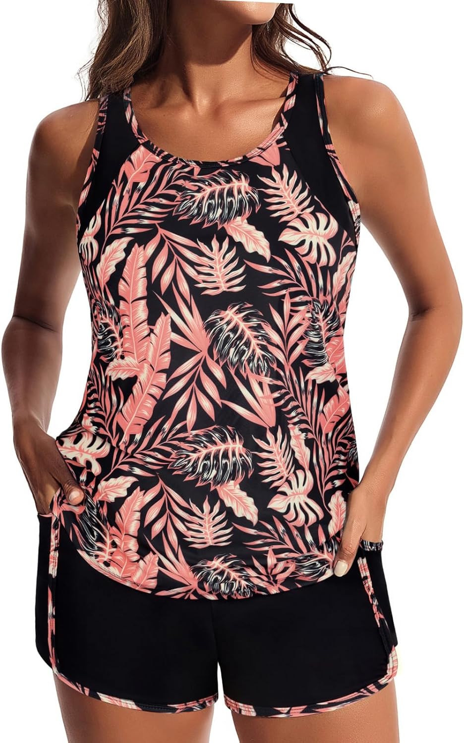 Hanna Nikole 3 Piece Tankini Swimsuits for Women, Swim Suits for Women 2026, Swim Tank Top with Bra Boy Shorts