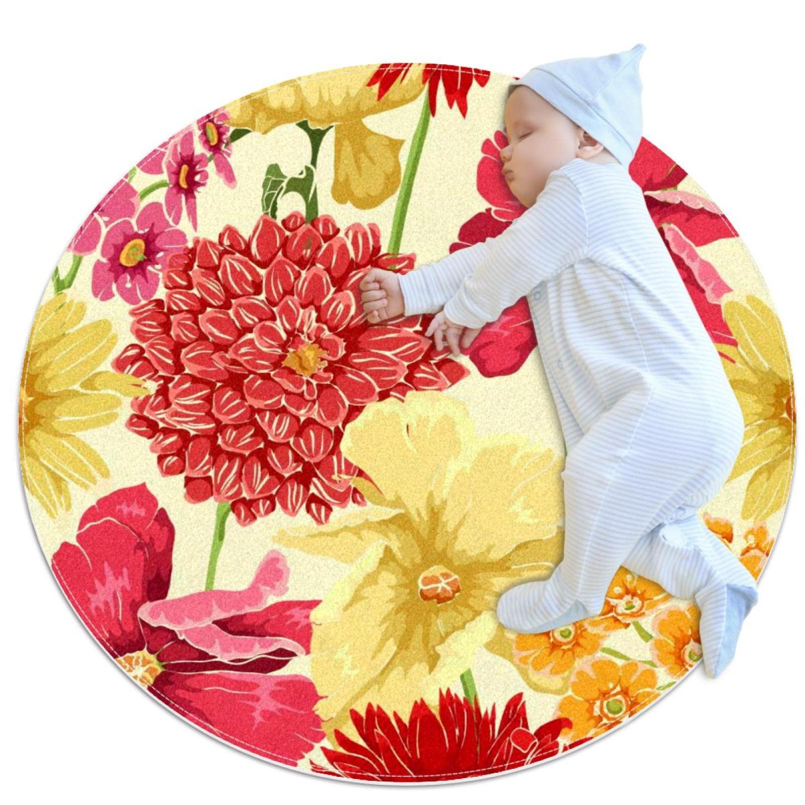 Tapis fleurs en aquarelle isolant et lavable pour sol buanderie salon