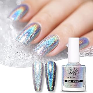 BORN PRETTY Holographic Nail Polish 10ml Magic Rainbow Silver Mirror Effect Nail Lacquer Holo Glitter Super Shine Halloween Nail Art Polish