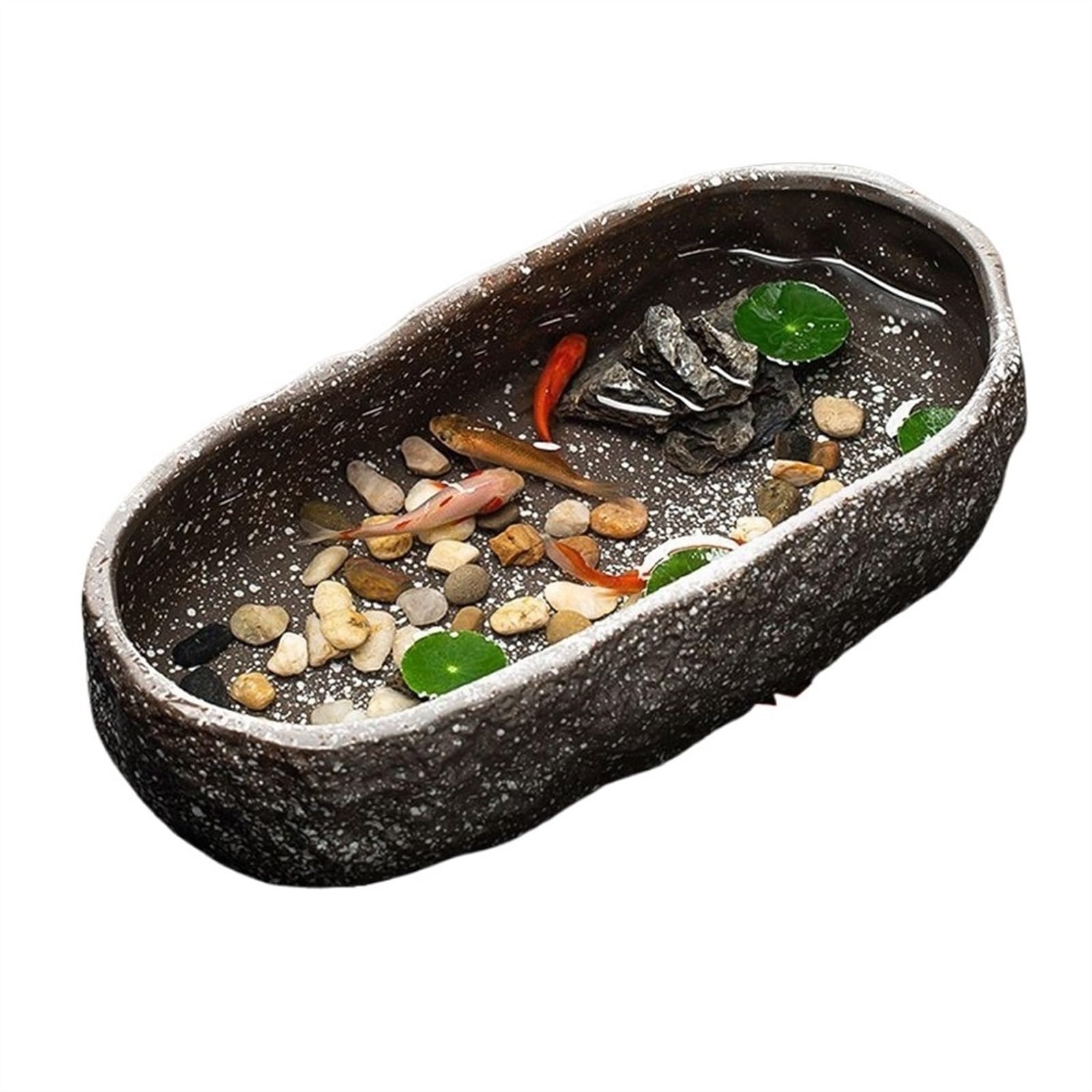Acquario per Pesci Acquario in Ceramica Acquario for Tartarughe Bacino in Ceramica Casa Piccolo Vaso Decorativo in Ceramica for Fiori Acquari(Bruin)