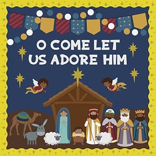 Containlol Christmas Bulletin Board Set Nativity Christian Christmas Classroom Decorations O Come Let Us Adore Him Bulletin Board Cutouts for Religious Holiday Sunday School Church Door Wall Decor