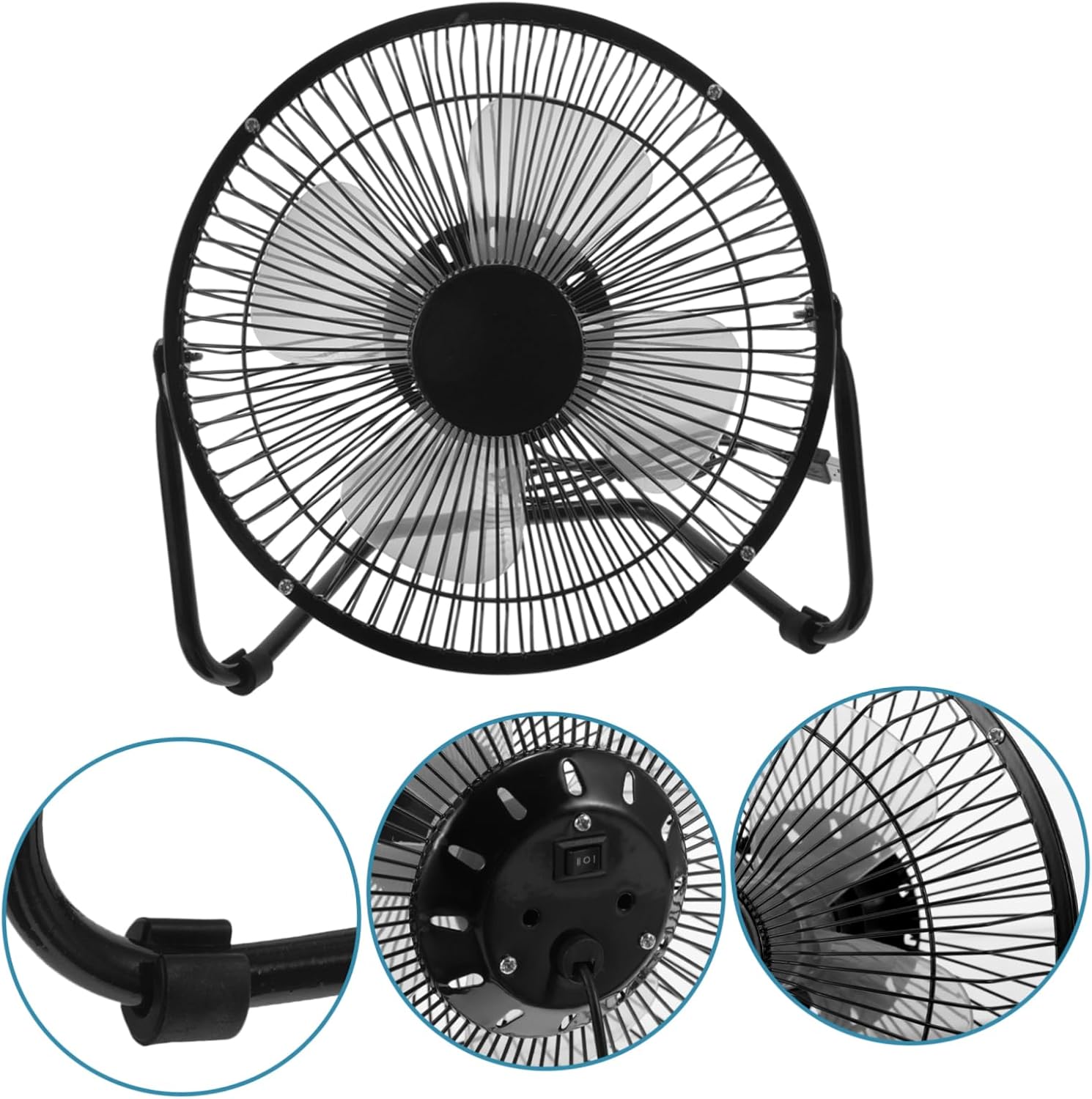 balacoo 360Degree Retro USB Desktop Fan Quiet Mini Cooling Fan for Home Office Metal Design USB Powered for PC and Laptop Use