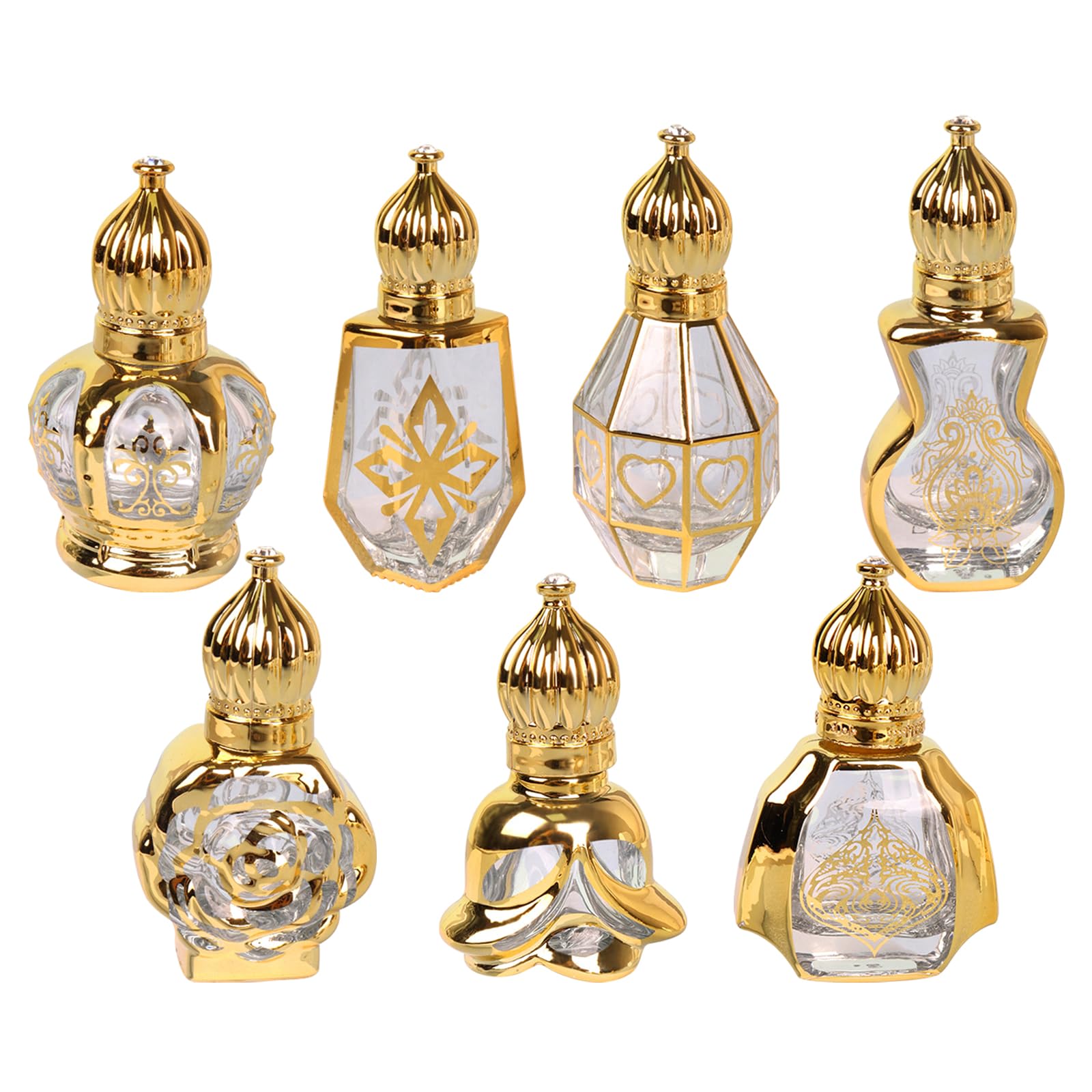 Botella roll on para aceites esenciales rellenables, lote de 7 botes de vidrio para perfumes