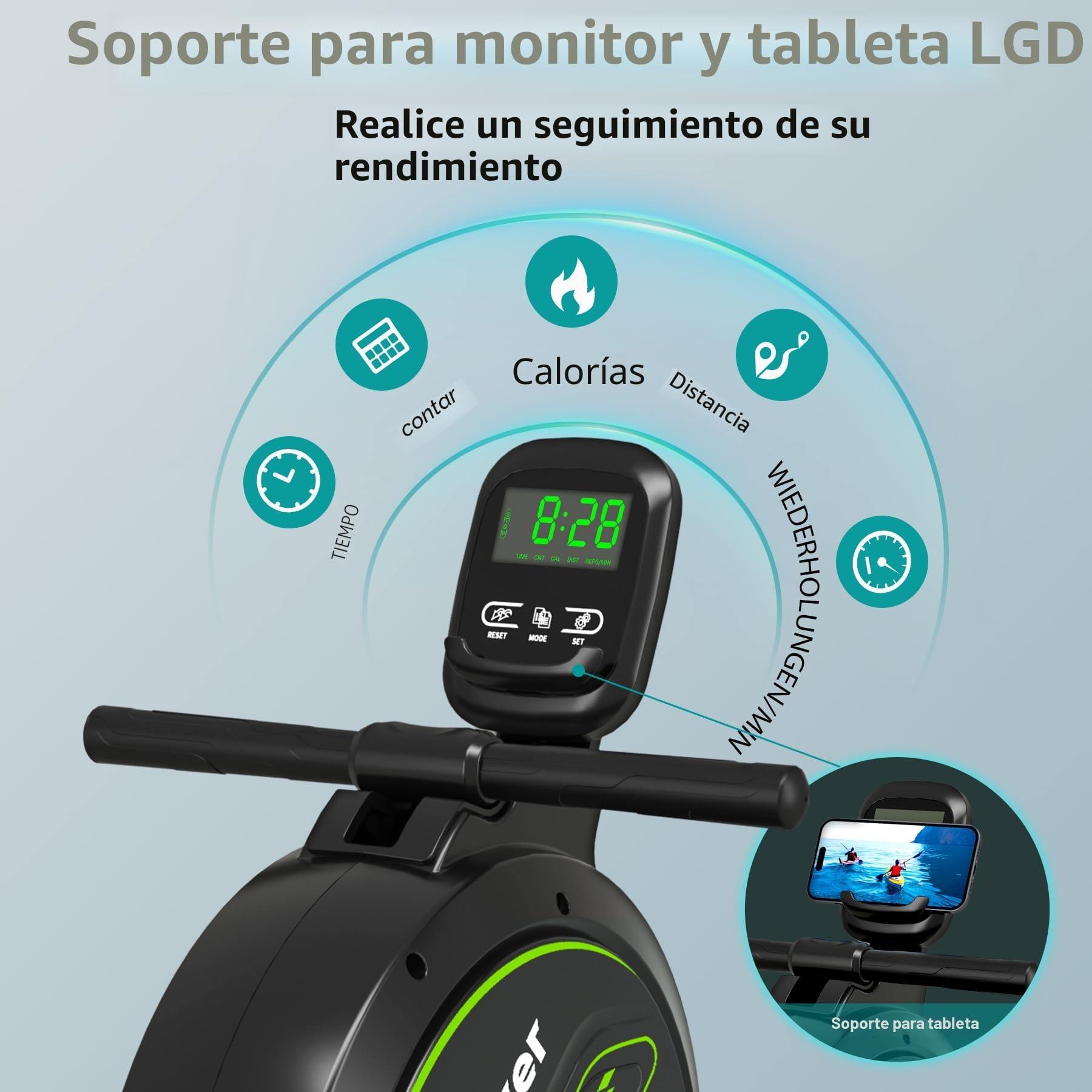 Wenoker - Remo magnético Plegable para el hogar, Capacidad de Peso de 160 kg, silencioso y Suave con Soporte para Tableta LCD y cojín de Asiento cómodo