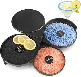 1 Pack 3 Tier Bar Glass Rimmer for Margarita and Cocktail, Bartender Tool,Salt Box Spice Container
