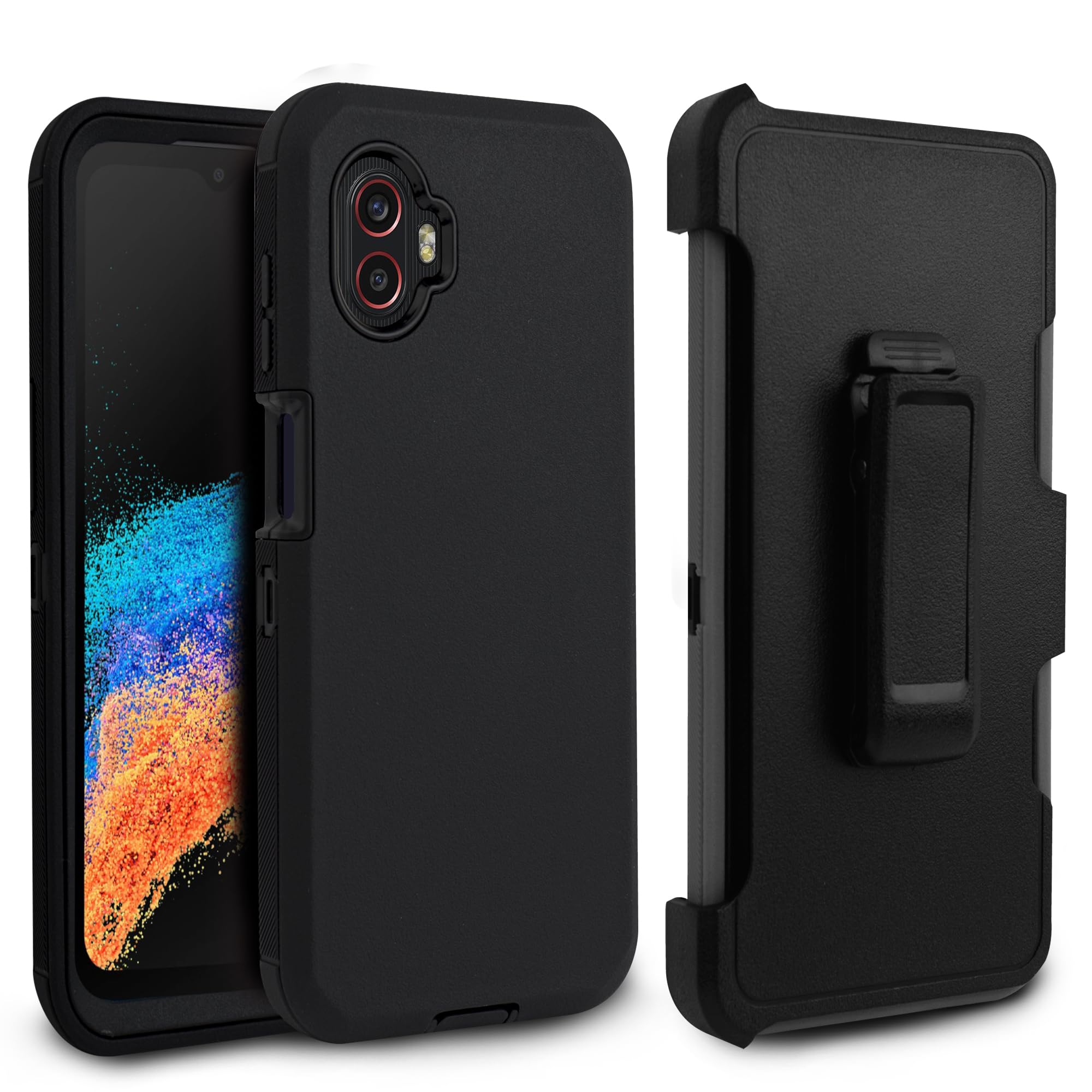 Customerfirst Compatible for Samsung Galaxy XCover 6 Pro, Full-Body Rugged Swivel Belt-Clip Holster Dual Layer Cover, Stand with Built-in Screen