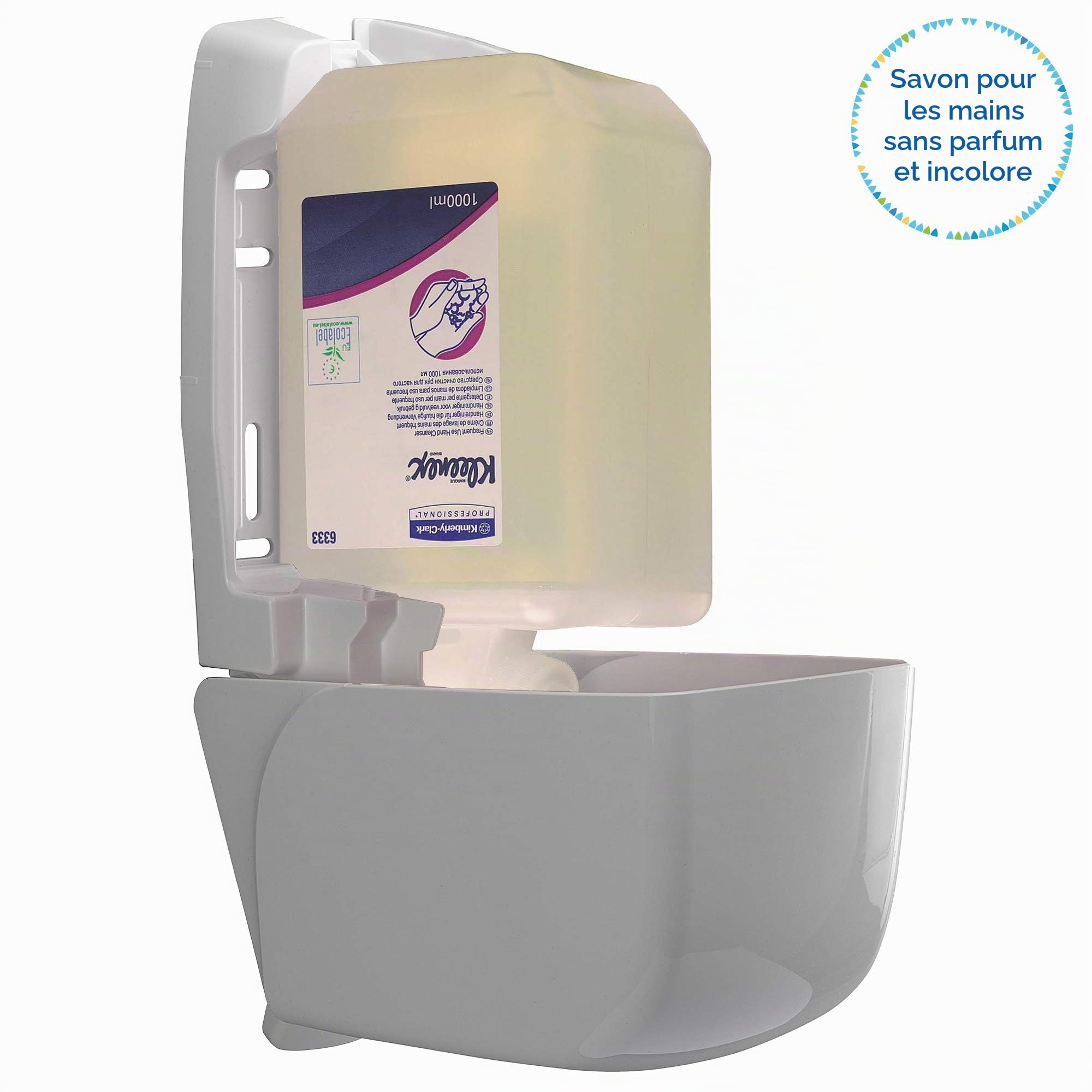 Kleenex® Savon Liquide pour les Mains 6333, Usage Fréquent, Incolore & Sans Parfum, Cartouches Compressibles Recyclables, 6 x 1 Litre (6 Litres au total)
