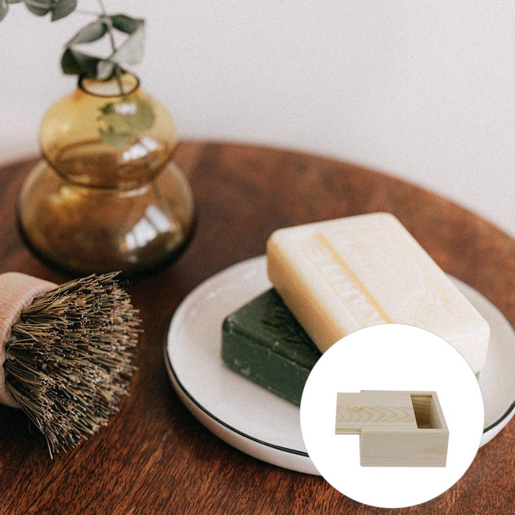JOEBO 10 jaboneras de bambú de madera natural con tapa, caja de madera sin acabar, bandeja de jabón, mini caja de joyería de madera para manualidades