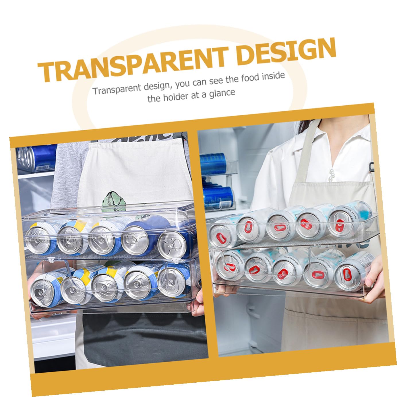 Organizador de Latas Multifunción para Nevera, Diseño Transparente Pet, Doble Capa Sistema de Rodillo para Ordenar Bebidas en Casa