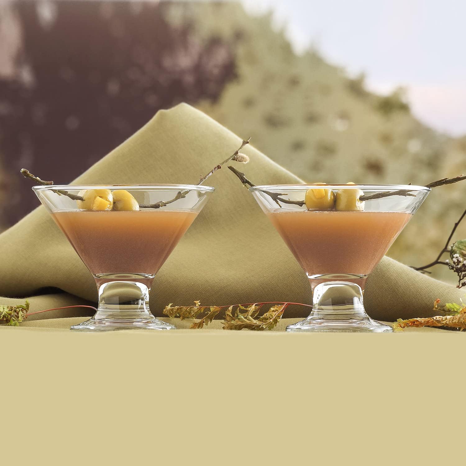 LAV Stemless Martini Glasses Set of 4 - Mini Martini Glass Set 5.5 oz - Tiny Elegant Cocktail Glasses for Home and Bars - Multipurpose Glass Dessert Cups - Party Glassware