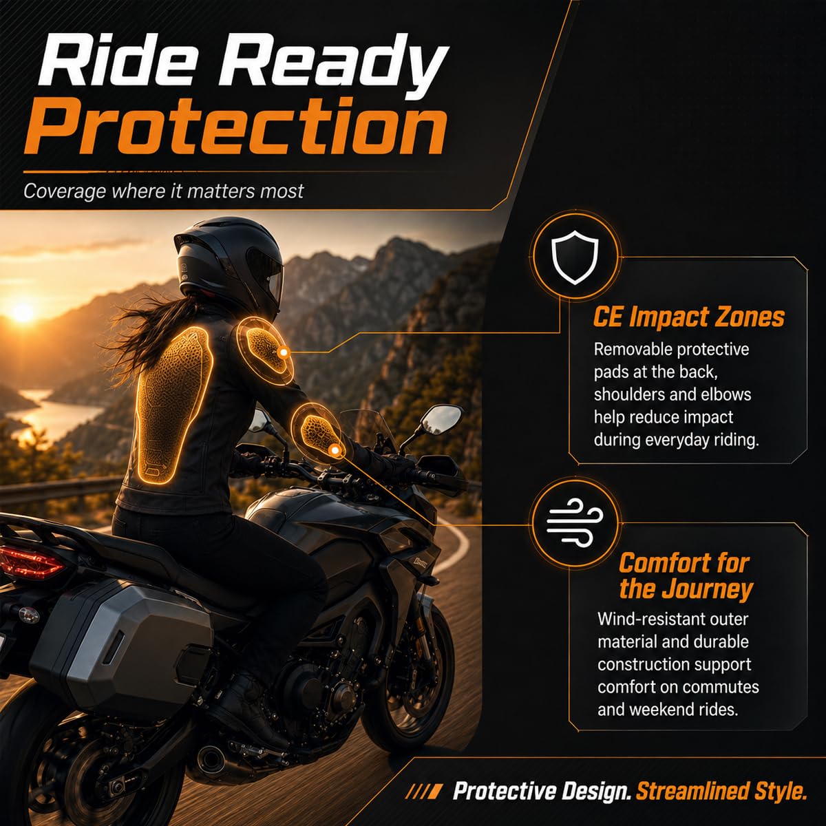 Giacca Moto Donna con Protezioni CE, Giacca Protettiva Traspirante