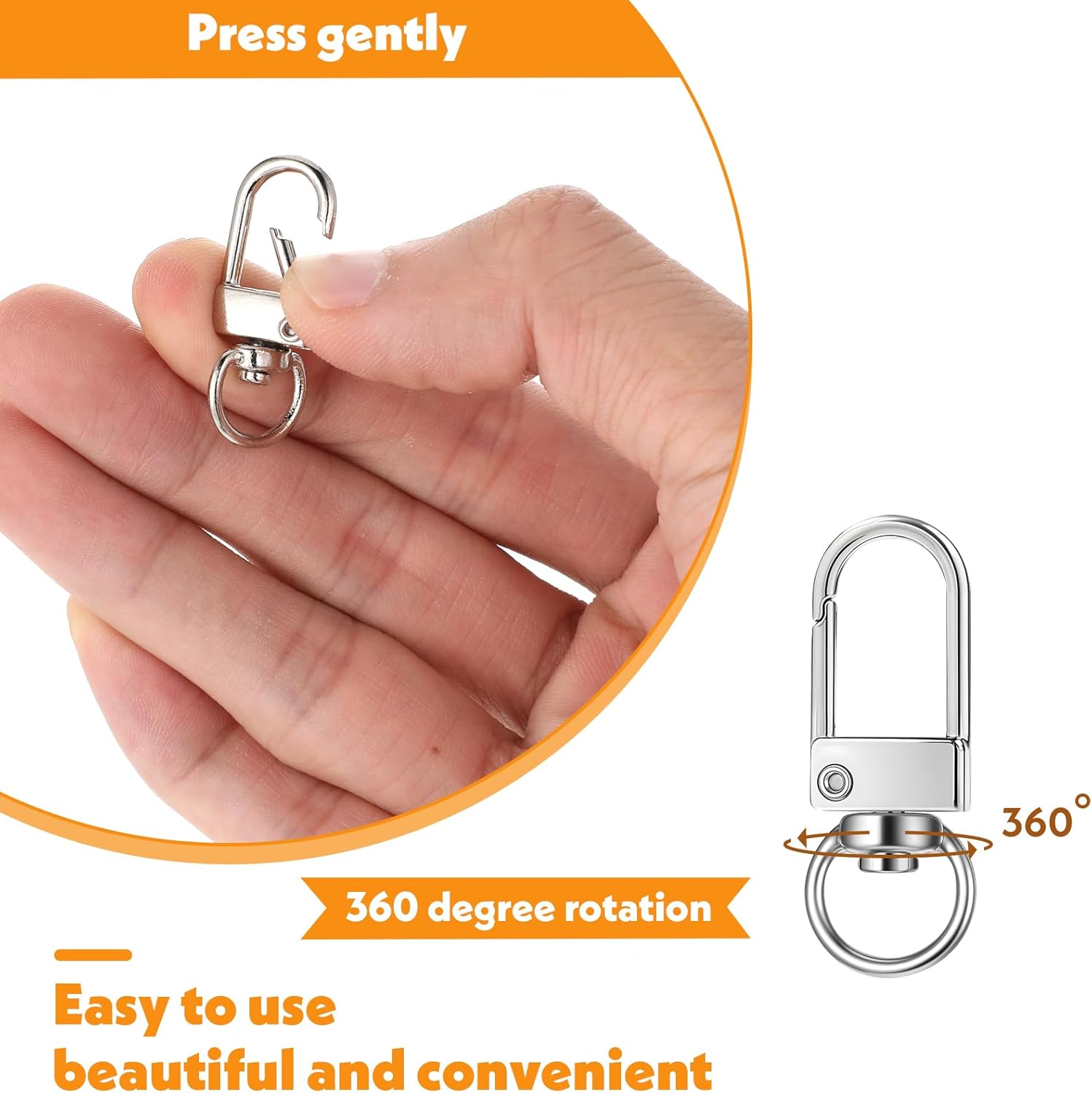 60Pcs Metal Lobster Claw Clasps Silver Swivel Snap Keychain Hooks for Making DIY Crafts Lanyard Purse Bracelet Jewelry Making Accessories Fastener Hook Connector - Image 3