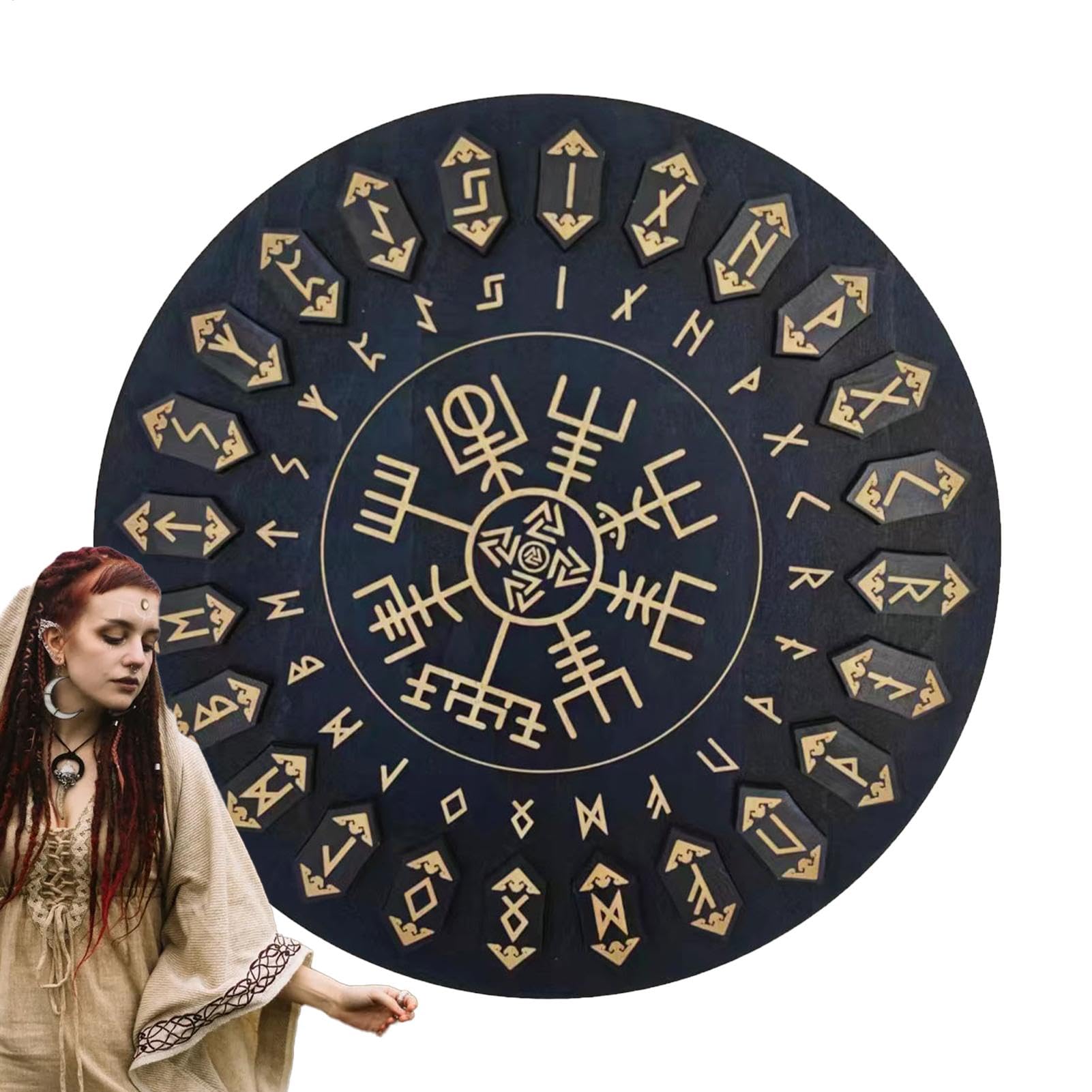 Set di rune da, set di rune in legno, rune divinazione in legno, iscrizioni per meditazione e divinazione, forniture multifunzionali per streghe, strumenti decorativi per meditazione