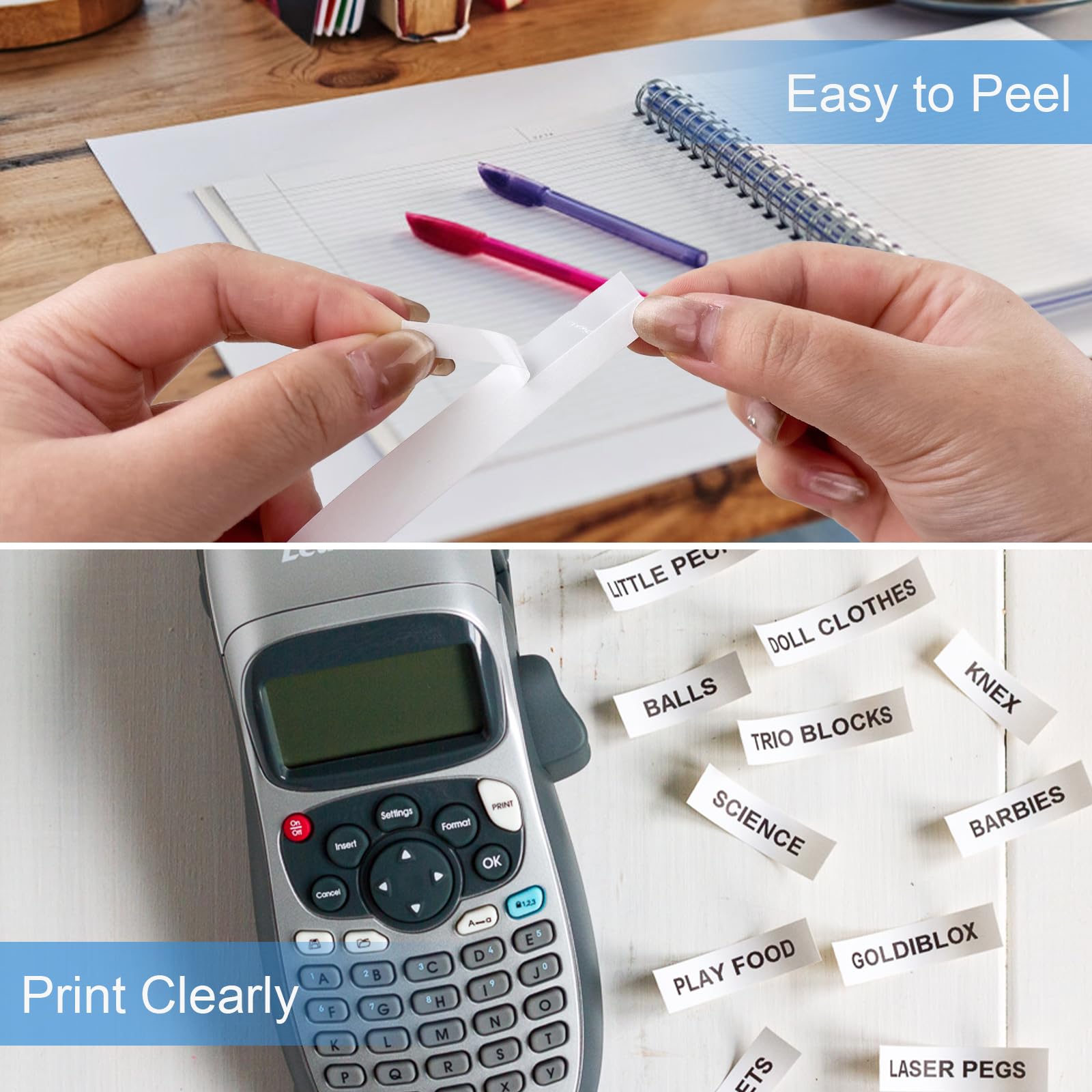 Nastro Compatibile Per Dymo Letratag - 12mm X 4m, Nero Su Bianco, Confezione Da 5 - Foto 11