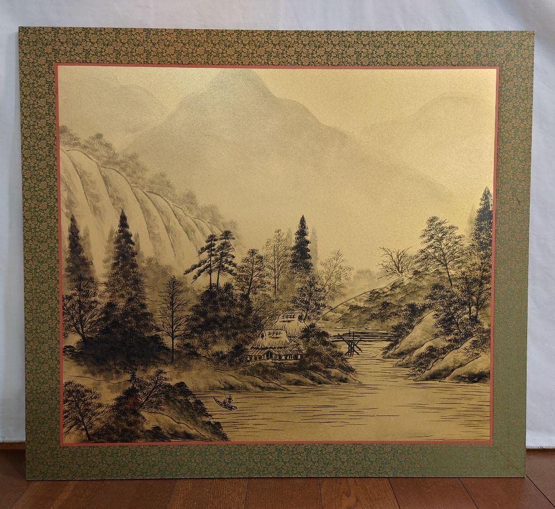 山水画　襖絵　御所車　（価格変更）お飾り襖画　和室壁面飾り画　１枚限定 山水画襖絵御所車（価格変更）お飾り襖画和室壁面飾り画1枚限定