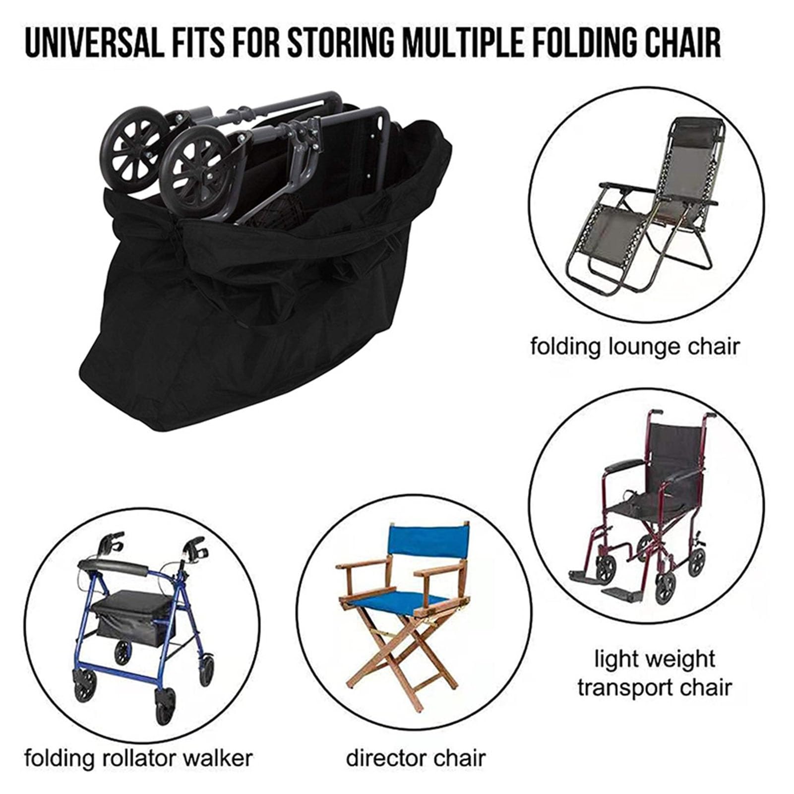Generico Borsa per Sedia a rotelle Borsa da Viaggio Pieghevole Impermeabile per deambulatori Rollator, Borsa per Schienale Sedia a rotelle, Accessori per Sedia a rotelle(89 * 24 * 66cm)